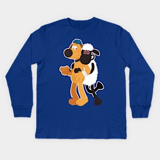 Vintage Sheep TV Series Cartoon The Shaun Kids Long Sleeve T-Shirt